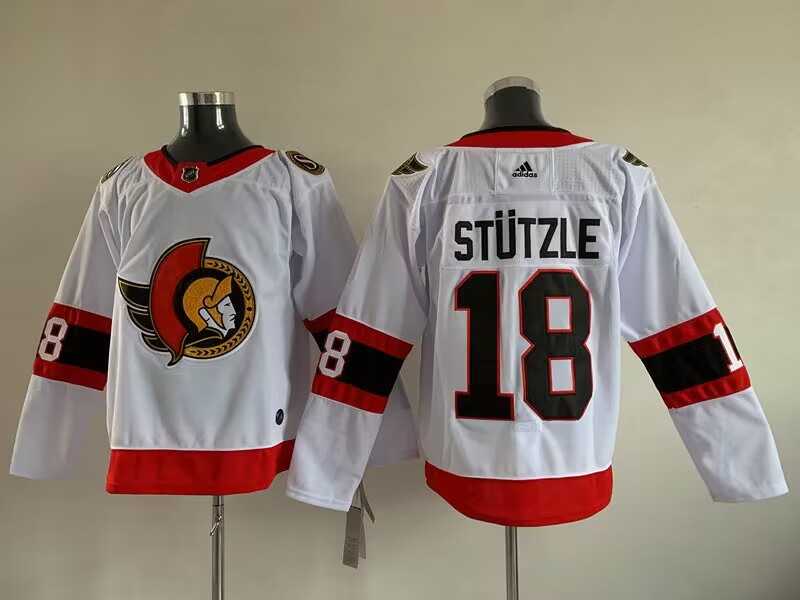 Mens Ottawa Senators 18 Tim Stutzle White Stitched jersey